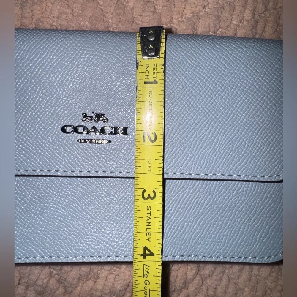 Coach Powder Blue Leather Wristlet Wallet w/ Strap NWOT
